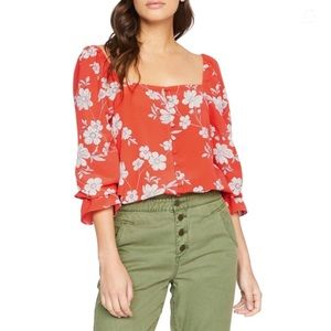 NWT Sanctuary Picnic Floral Square Neck Top ‘In Not Bashful’